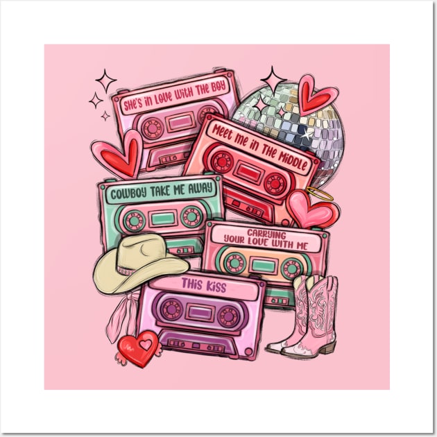 Valentine's Day cassette tapes, Happy Valentine's, 14th February, Valentine's Day Wall Art by Karley’s Custom Creations